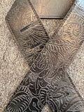 Henry Heller 2.5" Embossed Western Floral Leather Guitar Strap-Black (HFL-BLK)