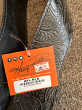 Henry Heller 2.5" Embossed Western Floral Leather Guitar Strap-Black (HFL-BLK)