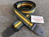 Guitar Straps USA - 2" Jacquard - Yellow Teal Green Orange Black (GSU-CJ4)