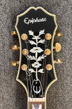 Epiphone Sheraton-II EB with Duncan Phat Cat P-90s-Black w Gold Hardware-Epi Case